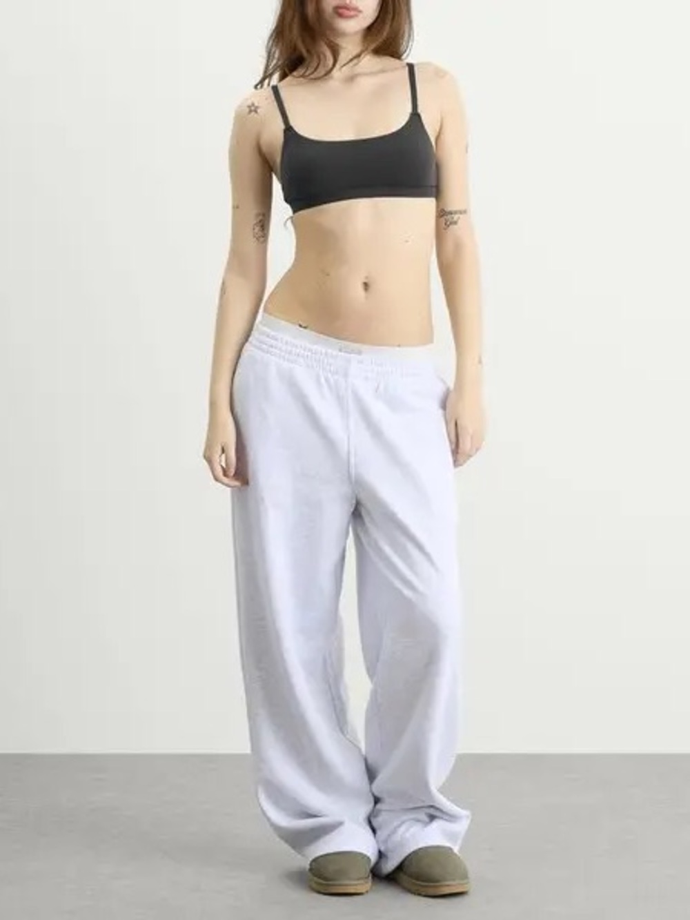 NWTS SKIMS COTTON FLEECE CLASSIC STRAIGHT LEG PANT in LIGHT HEATHER GREY